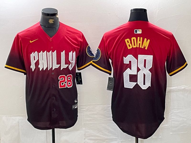 Men Philadelphia Phillies 28 Bohm Red City Edition Nike 2024 MLB Jersey style 3